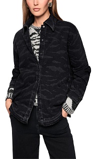 Джинсовая рубашка с принтом