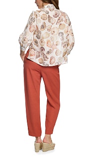 Блуза из льна и шелка с принтом