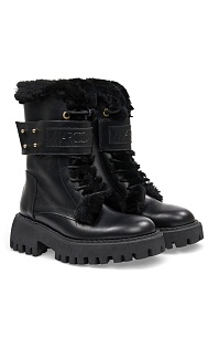 Кожаные ботинки с мехом