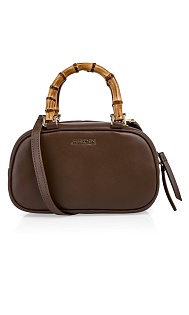 Сумка из кожи с бамбуковыми ручками