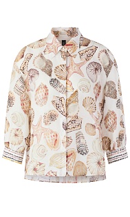 Блуза из льна и шелка с принтом