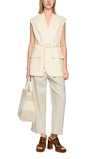 Удлиненный жилет из льна и вискозы