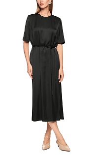 Атласное платье с поясом