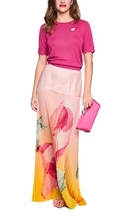 Плиссированная юбка макси с принтом