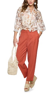 Блуза из льна и шелка с принтом