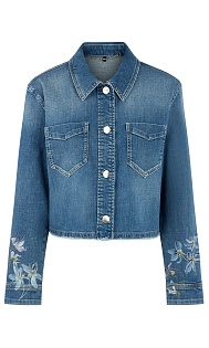 Джинсовая куртка с цветочным принтом