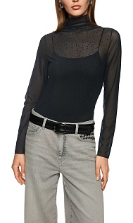 Прозрачная водолазка со стразами