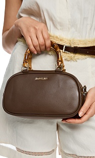 Сумка из кожи с бамбуковыми ручками